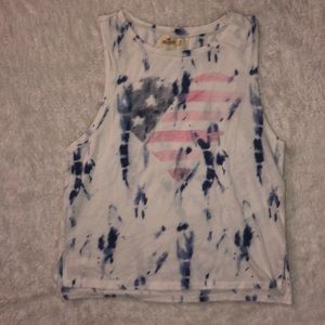 tye dye american heart tank with slits on side